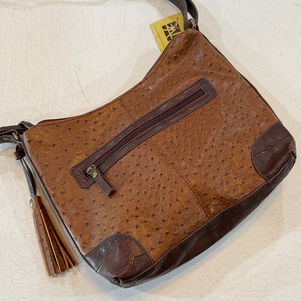 NWT - GAL Brown ostrich Leather Women's Bag